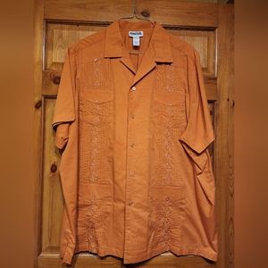 King Size Embroidered Short Sleeve Button Down Shirt, 3X
